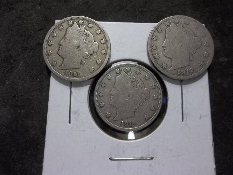 1911, 1912, 1912 D V-Nickels