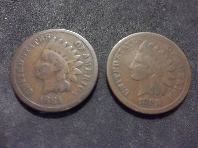 1880, 1881 Indian Head Cents