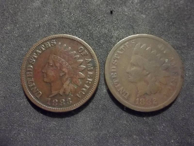 1882, 1883 Indian Head Cents