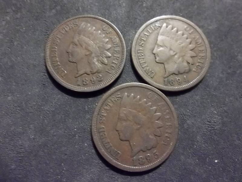 1892, 1894, 1895 Indian Head Cents