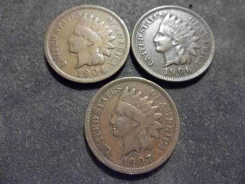 1904, 1906, 1907 Indian Head Cents