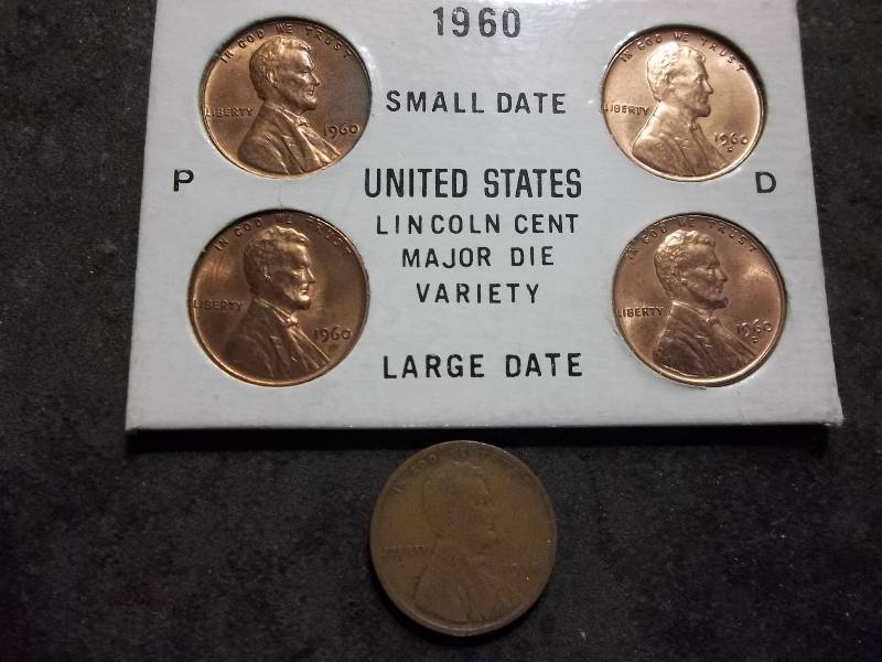 Collector Set Of 1960 Lincoln Cent All 4 Small Date & Large Date Also A 1918 Cent To Boot