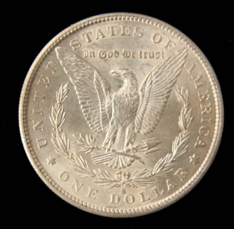 1890-S MORGAN SILVER DOLLAR AU58