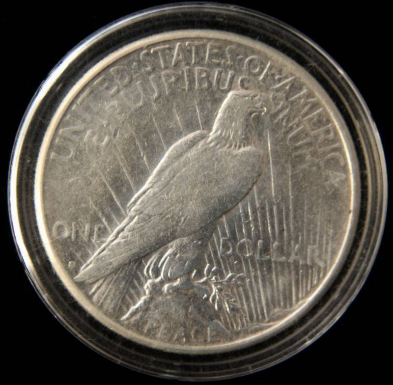 1924-S PEACE SILVER DOLLAR IN AIRTITE HOLDER