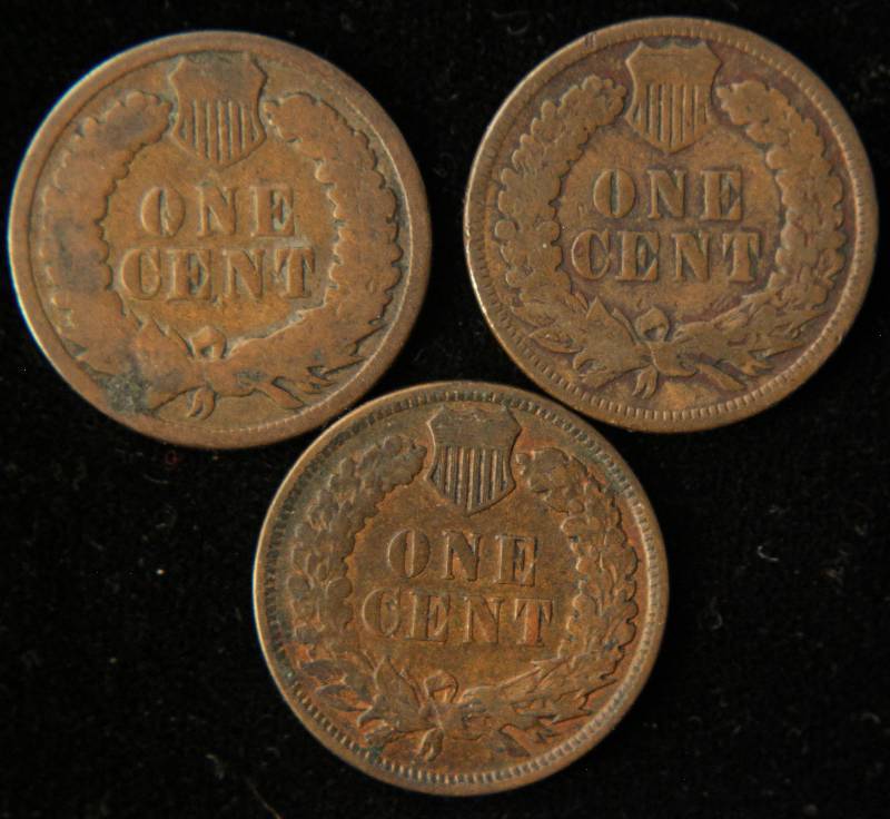GROUP OF 3 INDIAN HEAD CENTS 1881, 1895, 1902