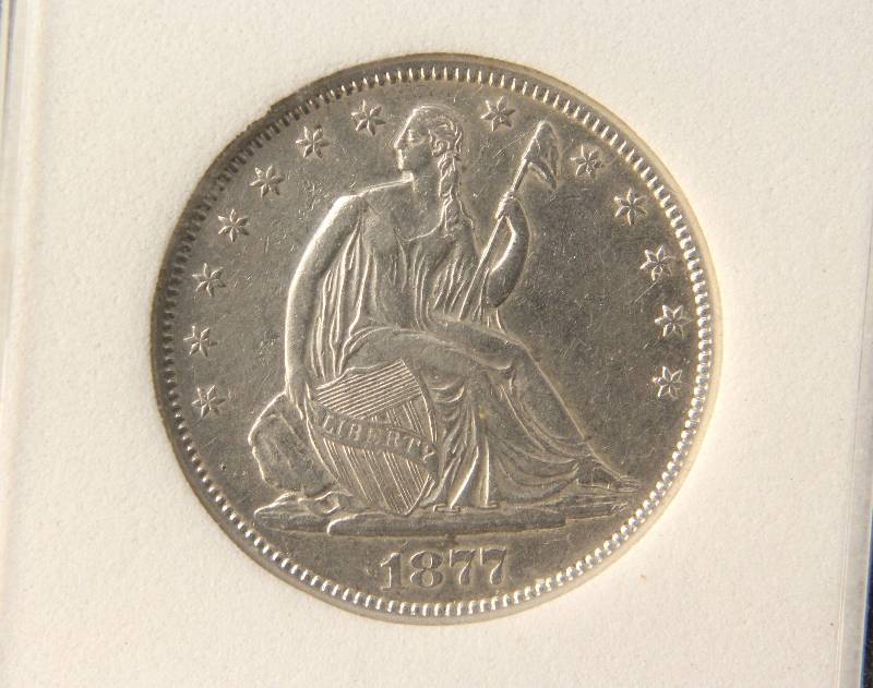 1877-S US SEATED LIBERTY SILVER HALF DOLLAR MS63 USCG