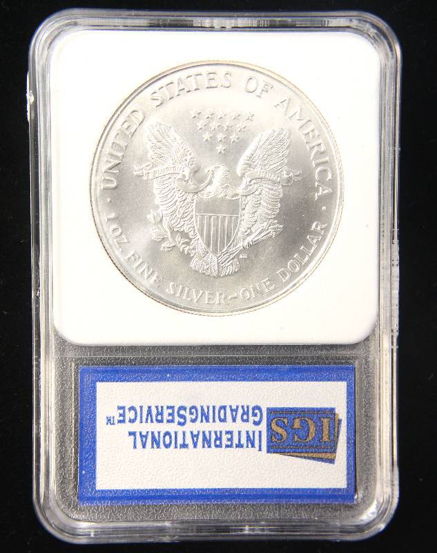 1994 AMERICAN SILVER EAGLE 1 TROY OZ. .999 FINE SILVER DOLLAR MS70 IGS