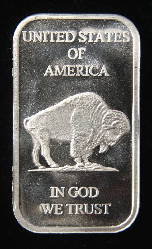 1 TROY OZ. .999 FINE SILVER BAR INDIAN BUFFALO DESIGN