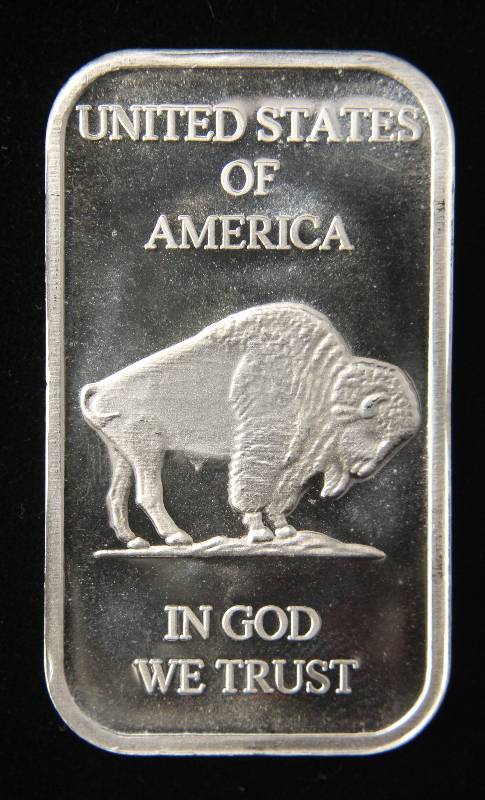 1 TROY OZ. .999 FINE SILVER BAR INDIAN BUFFALO DESIGN