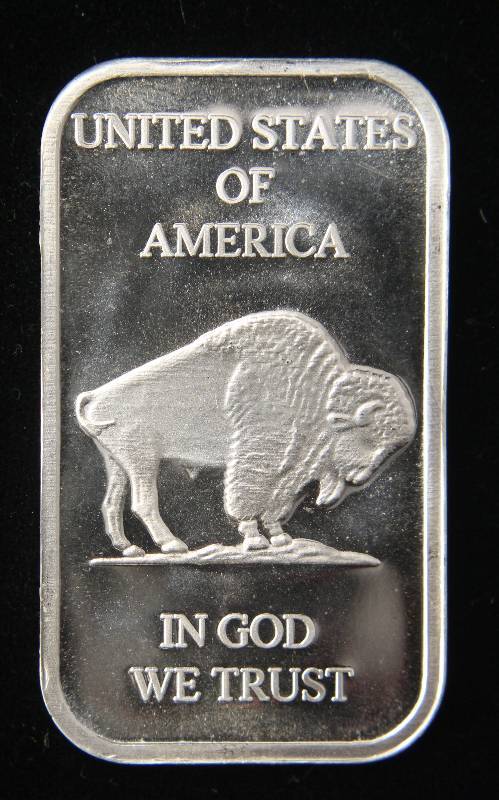 1 TROY OZ. .999 FINE SILVER BAR INDIAN BUFFALO DESIGN