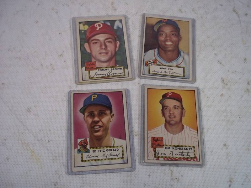 lot 17 image: 4 1952 Topps Baseball Cards Nice Condition RARE Baseball Cards