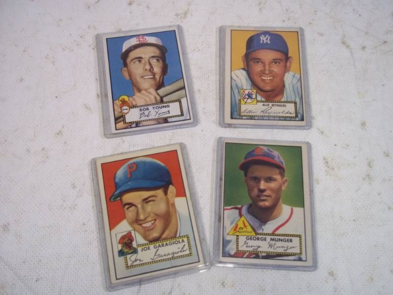 lot 18 image: 4 1952 Topps Baseball Cards Nice Condition RARE Baseball Cards