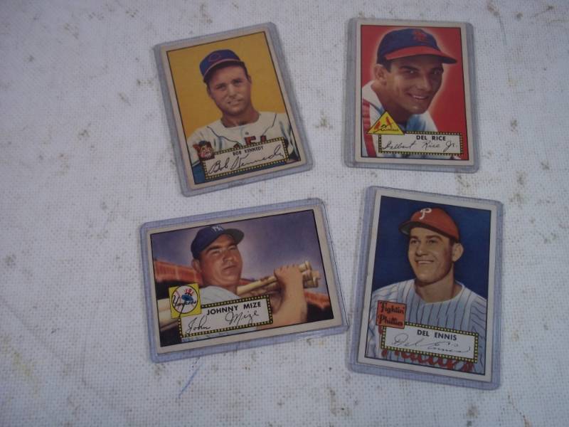 lot 29 image: 4 1952 Topps Baseball Cards Nice Condition RARE