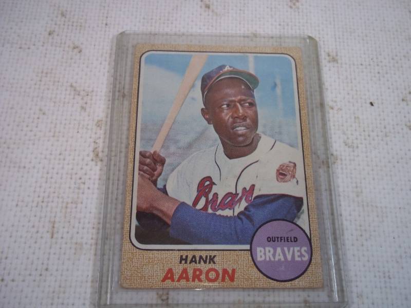 lot 121 image: 1968 Topps Hank Aaron Baseball Card