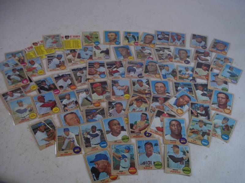 lot 123 image: 70 1968 Topps Baseball Cards Kaatt, Oliva, and many more stars.