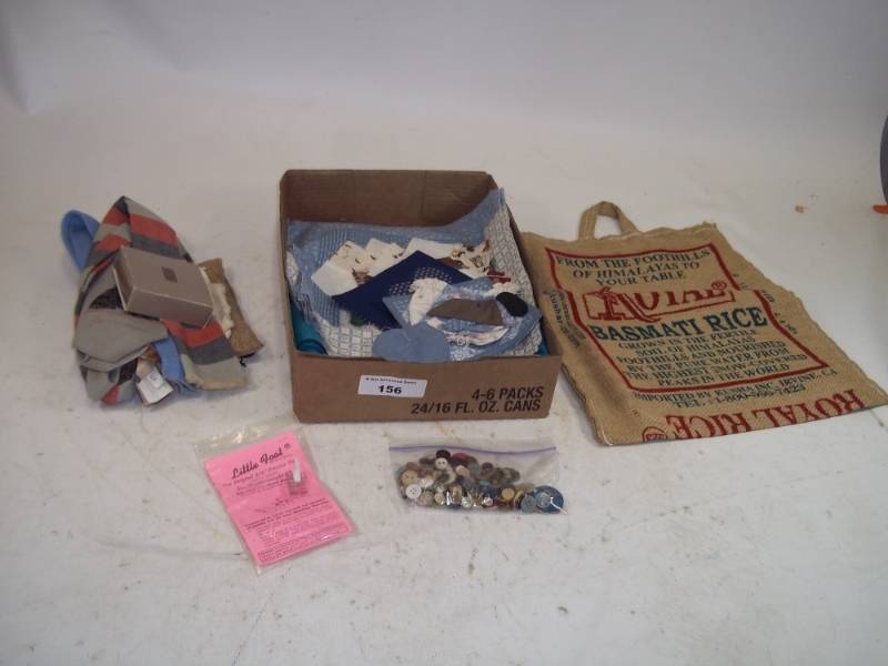 lot 156 image: Featherweight Presser foot, Burlap, Fabric and buttons