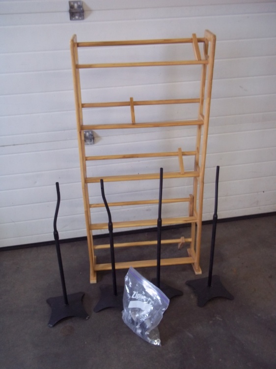 lot 174 image: Speaker Stands and brackets with Movie Rack