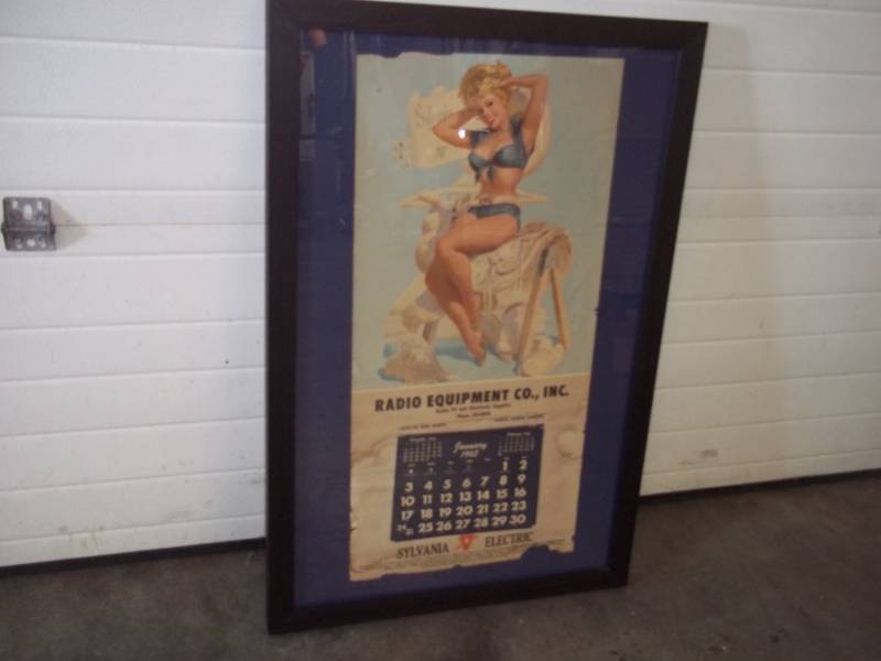 lot 3 image: Framed 1965 Sylvania Electric Pin up Calendar Professionally Framed 26 x 39