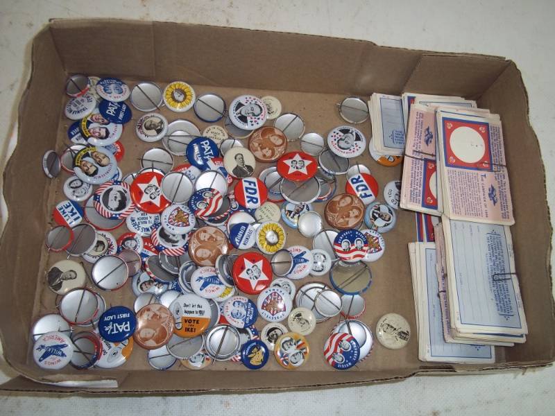 lot 88 image: Presidential Election Pins, with Informational Cards
