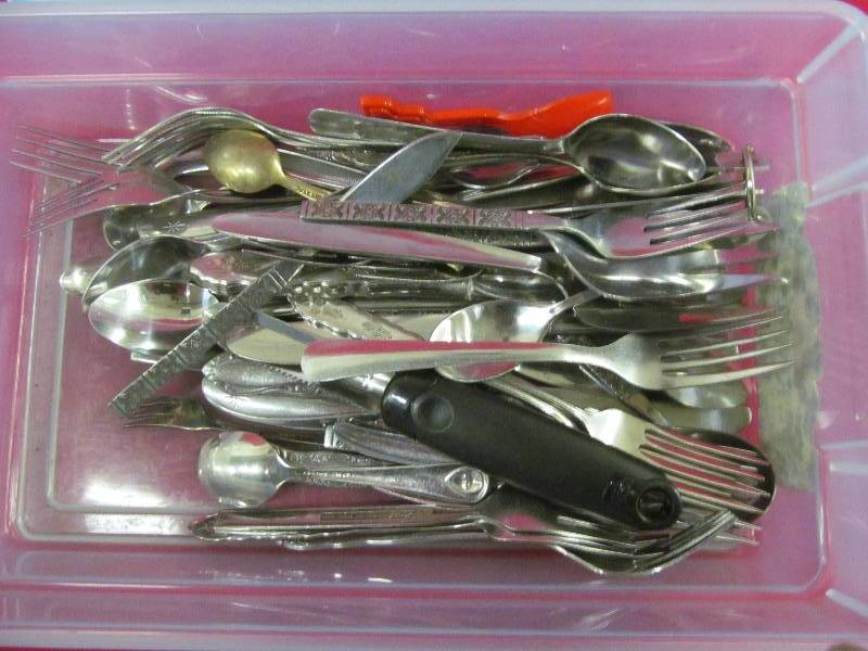 flatware, Keepers Rubbermaid tote