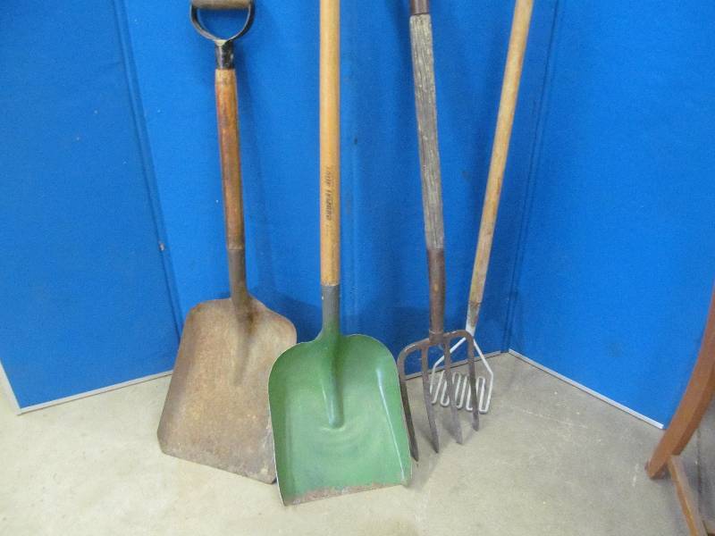 sand shovel, potatoes fork masher