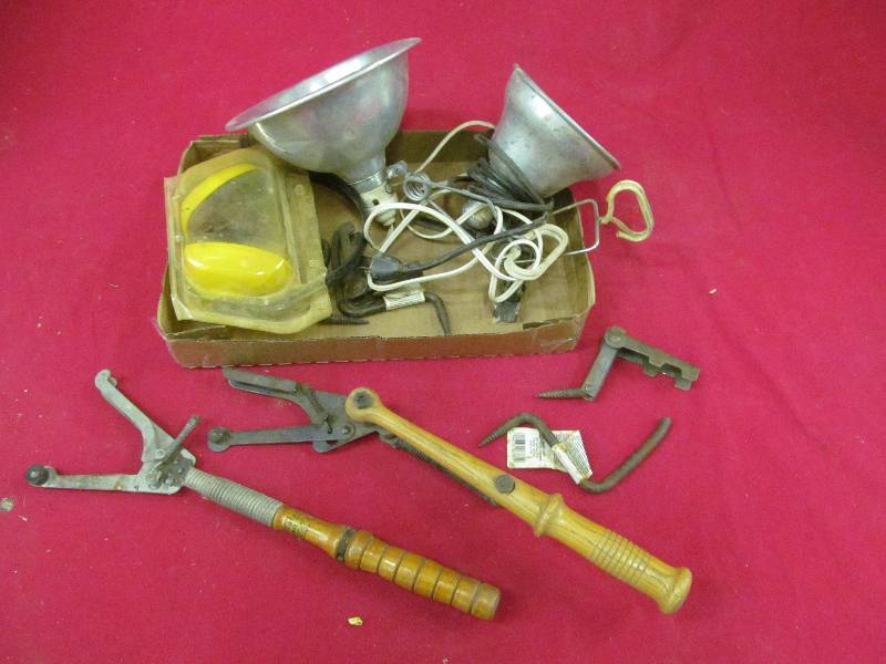 ear protectors, heat lamp, clay pigeon throwers