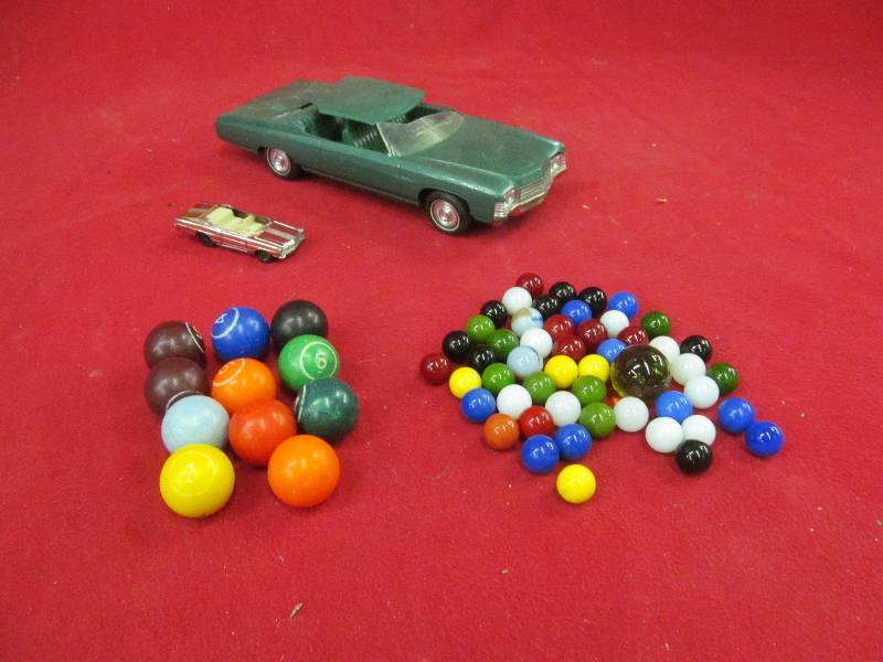 marbles,mini pool balls,cars Crown Royal bag