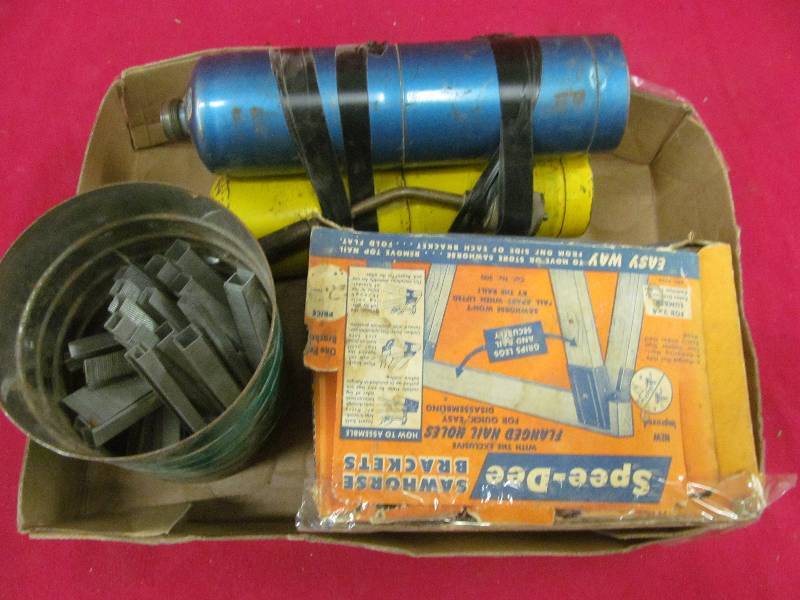 torch with tanks, sawhorse brackets, staples