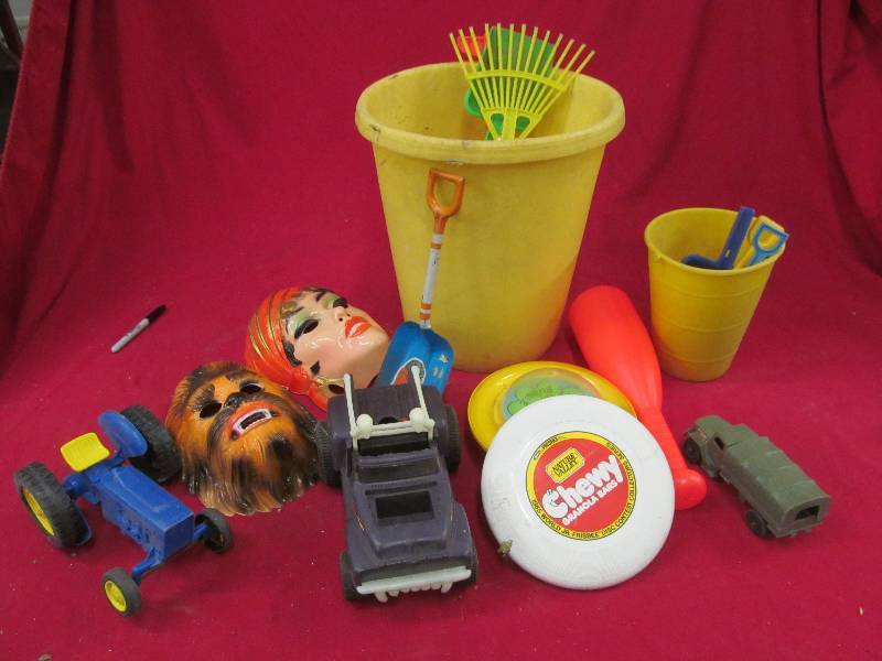vintage Halloween masks, toys