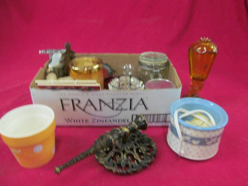 candles, flower pot, jar of buttons