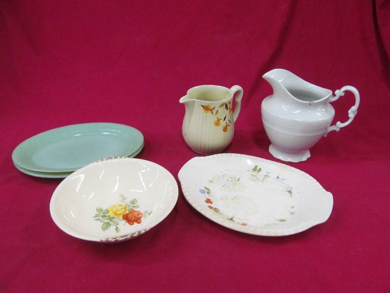 Fire King platter, Hall pitcher