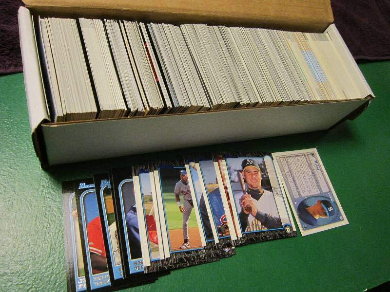 Box of Bowman baseball cards...