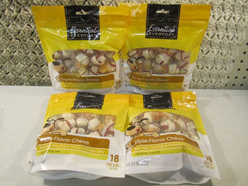 lot 82 image: Lot of 4 Bags Triple Flavor Dog Tre...