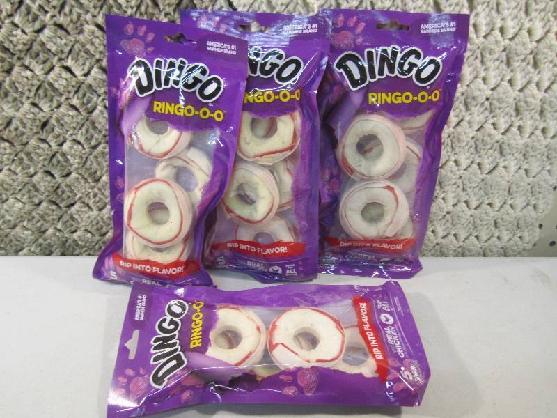lot 83 image: Lot of 4 Bags Dingo Ringo-o-o Dog T...