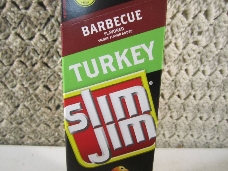 lot 124 image: Box of 24 Slim Jim Sticks Barbecue ...