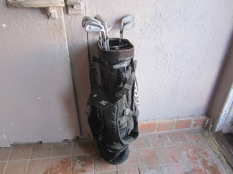 lot 211 image: Titleist Golf Bag and 7 Misc Golf C...
