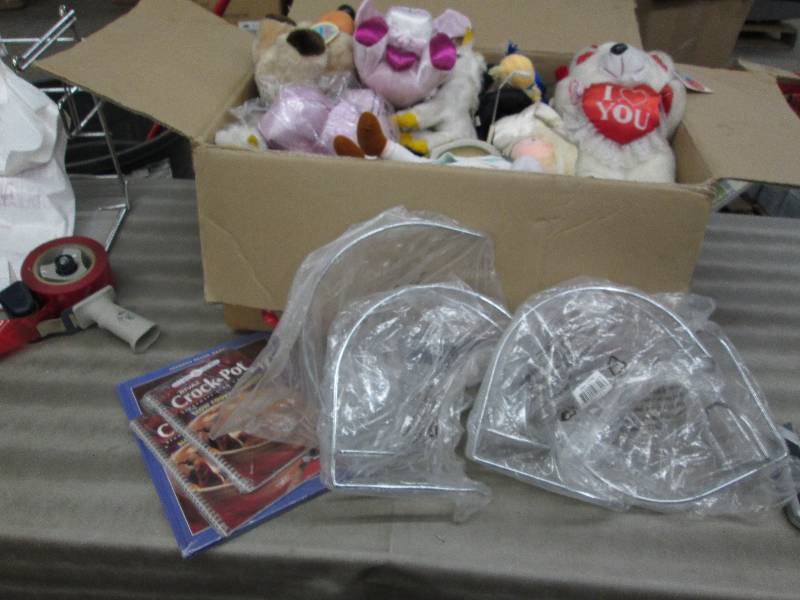 lot 17 image: Box of Small Plush, Cookbooks...