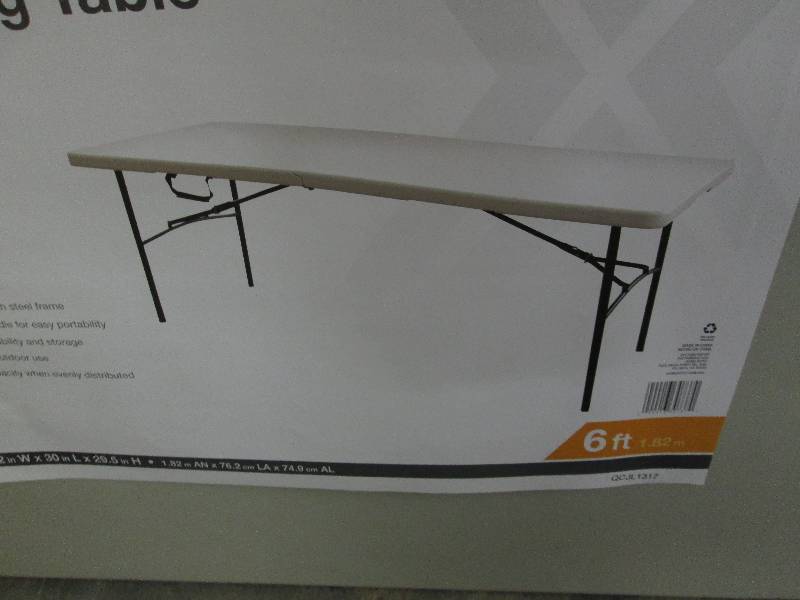 lot 105 image: HDX 6ft Earth Tan Folding Table ope...