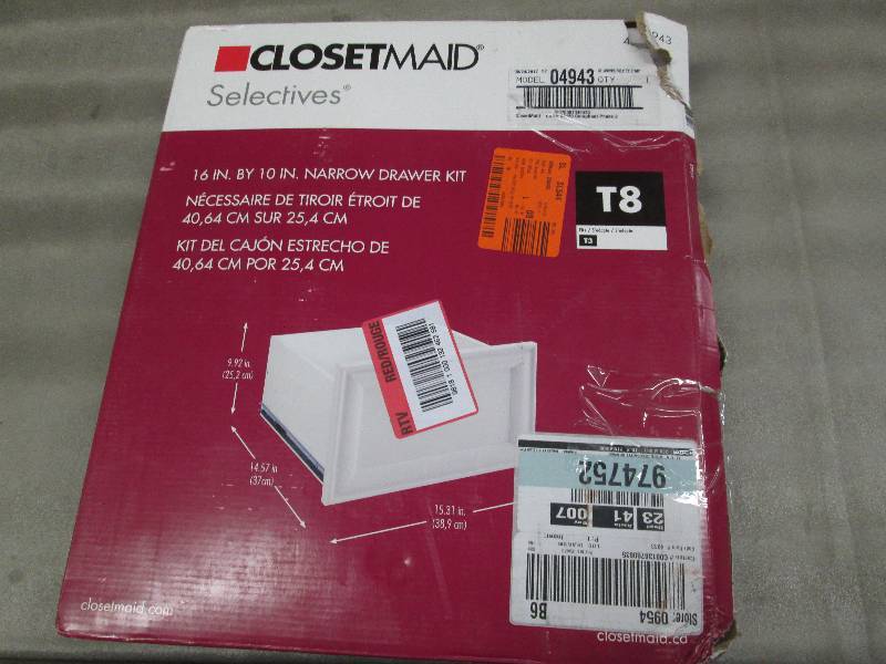 lot 161 image: ClosetMaid 16 inch Drawer Kit...