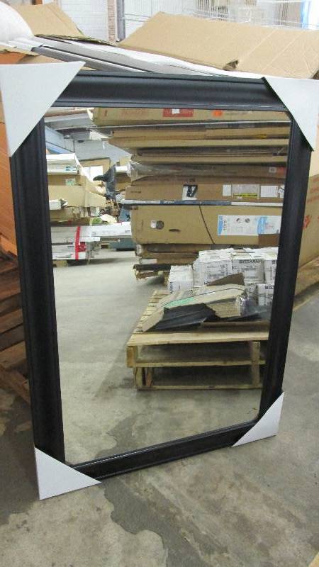 lot 202 image: 30x42 inch Black Colored Framed Mir...