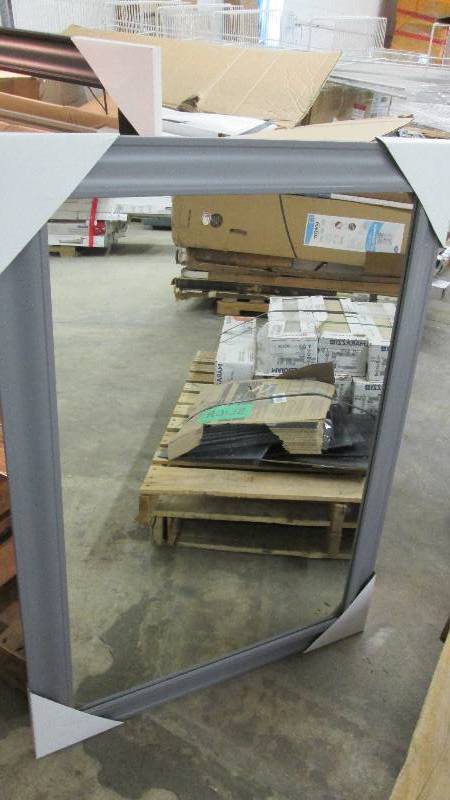 lot 203 image: 30x42 inch Grey Colored Framed Mirr...
