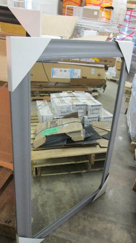 lot 205 image: 30x42 inch Grey Colored Framed Mirr...
