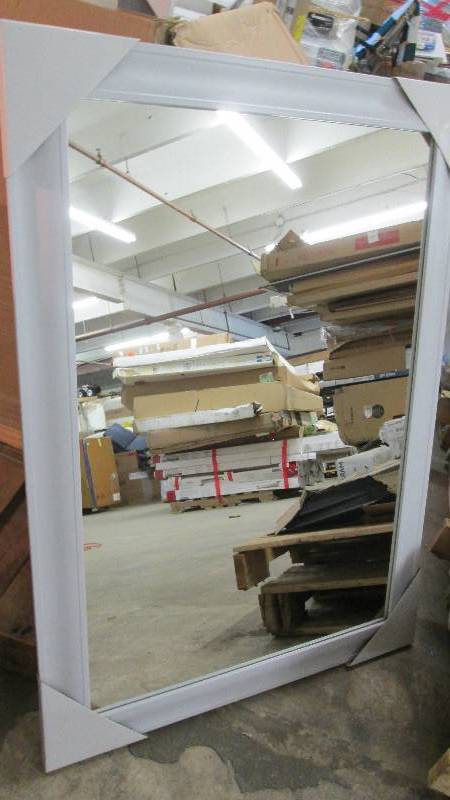 lot 206 image: 30x42 inch White Colored Framed Mir...