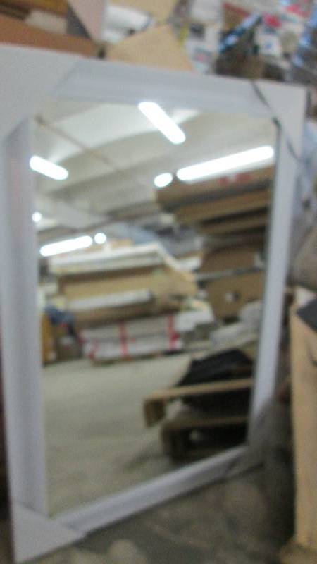 lot 208 image: 30x42 inch White Colored Framed Mir...