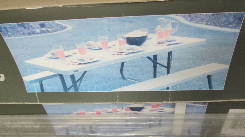 lot 246 image: Lifetime 6 ft. Folding Picnic Table...