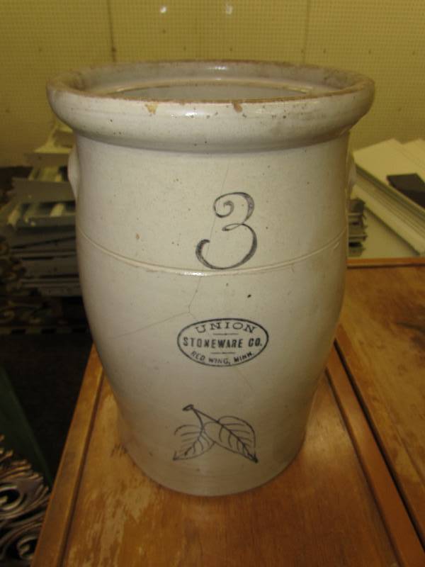 3 GALLON BIRCH LEAF CROCK