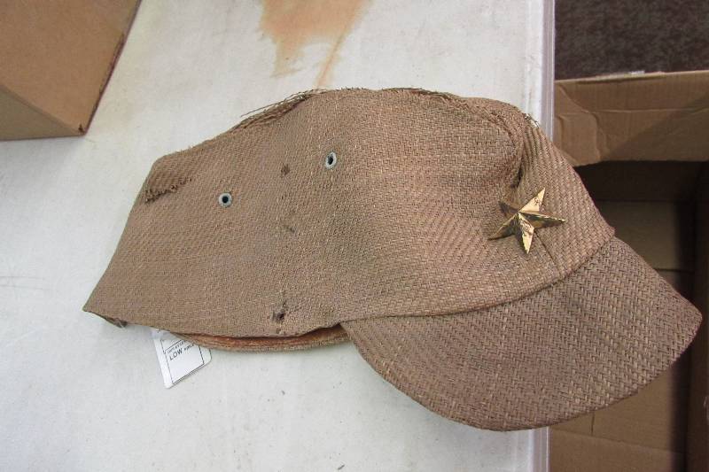 JUTE BAMBOO TROPICAL FIELD HAT, WITH GOLD STAR, ROUGH CONDITION