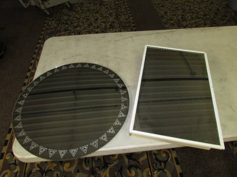 METAL MEDICINE CABINET AND ROUND MIRROR