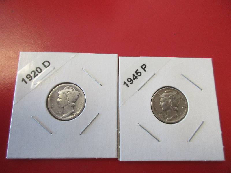 1920-D and 1945-P Mercury Dime