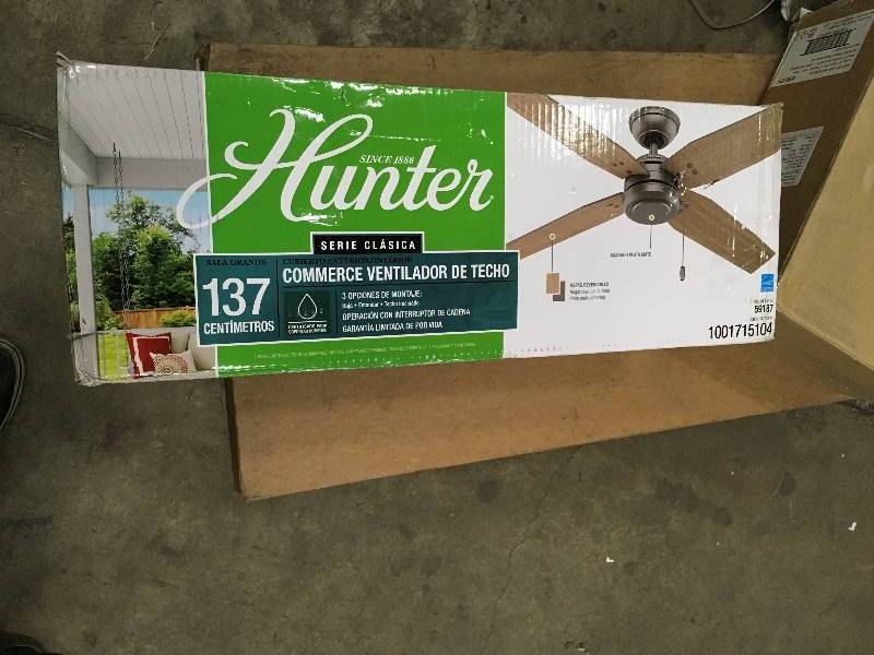 Hunter Commerce 54 in. IndoorOutdoor Matte Silver Ceiling Fan